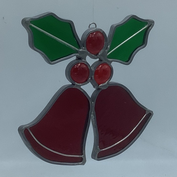 Stained Glass Holy Berry and Bells Ornament - Picture 2 of 5